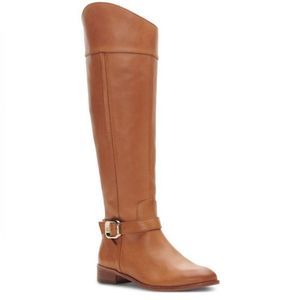 Vince Camuto Womens Ovarlym Lt. Cognac Leather Pull On Knee-High Boots Shoes NWT